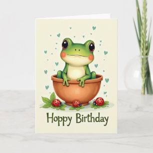 Sweet Hoppy Birthday Frog Pot Card
