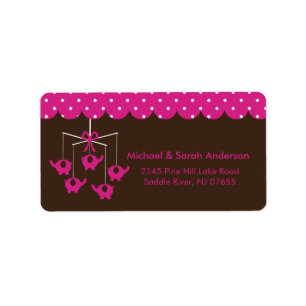 Sweet Hot Pink Elephant Mobile Address Label