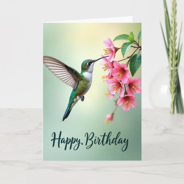 Sweet Hummingbird Birthday Card (Front)