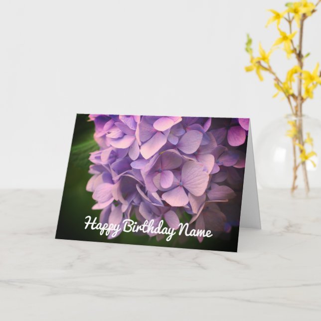 Sweet Hydrangea Flower Personalised Birthday  Card (Yellow Flower)