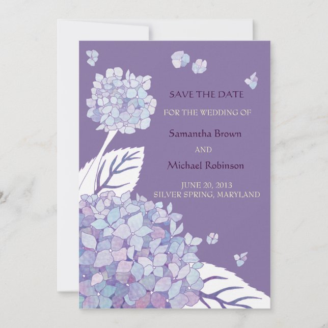Sweet Hydrangeas Wedding Save the Date Invitations (Front)