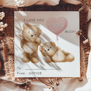 Sweet I Love You Beary Much Valentines Day Holiday Card