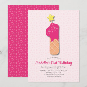 Sweet Ice Cream 1st Birthday Invitation