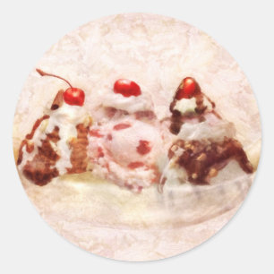 Sweet - Ice Cream - Banana split Classic Round Sticker