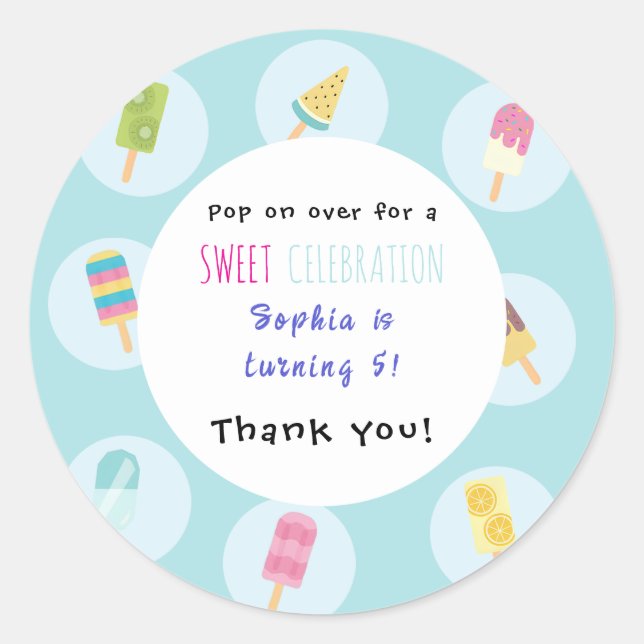 Sweet Ice Cream Birthday Classic Round Sticker (Front)