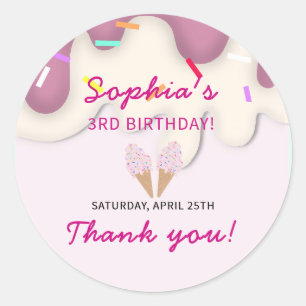 Sweet Ice Cream Birthday Classic Round Sticker