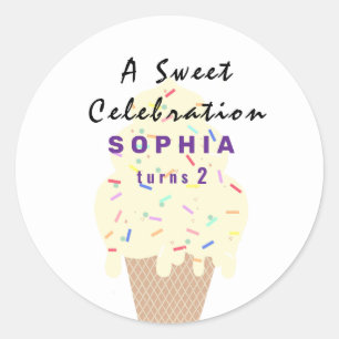 Sweet Ice Cream Birthday Classic Round Sticker
