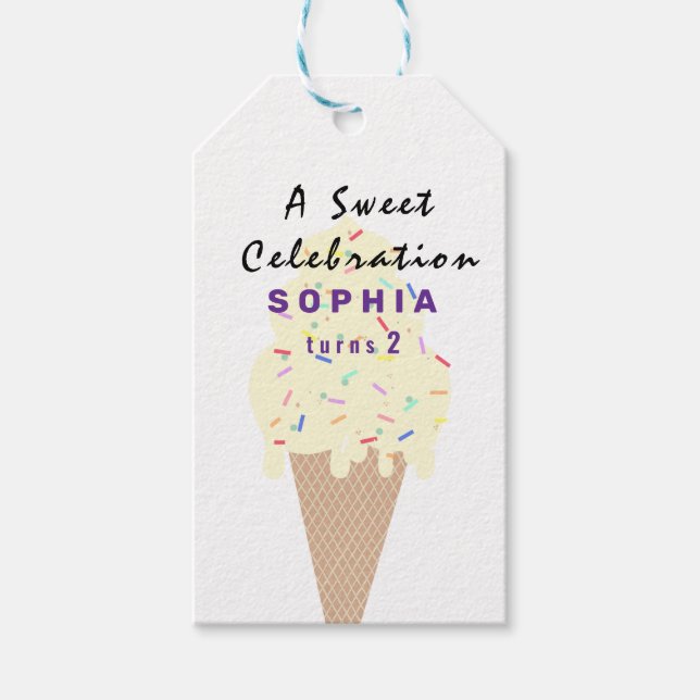 Sweet Ice Cream Birthday  Gift Tags (Front)