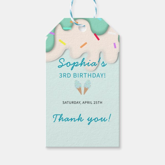 Sweet Ice Cream Birthday Gift Tags (Front)