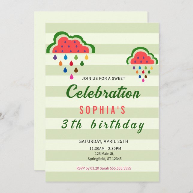 Sweet Ice Cream Birthday Invitation (Front/Back)