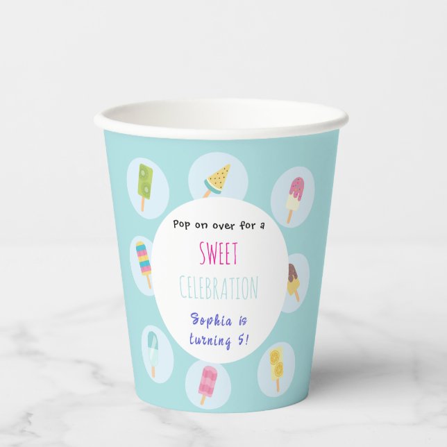 Sweet Ice Cream Birthday Paper Cups (Front)