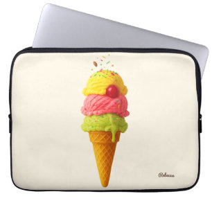 Sweet Ice Cream Cone– Custom Name Option Laptop Sleeve