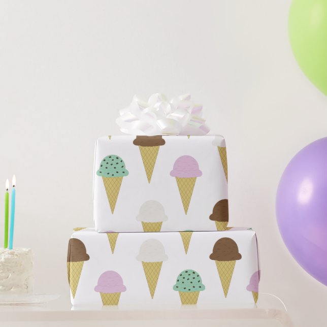 Sweet Ice Cream Cones Treat Party Wrapping Paper (Party Gifts)
