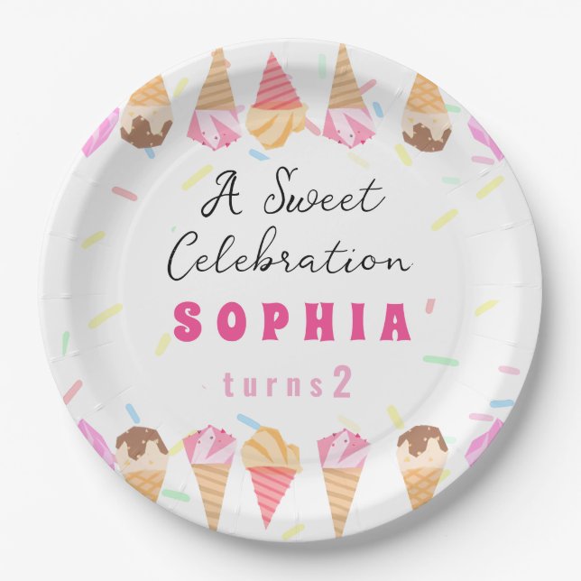 Sweet Ice Cream Party  Paper Plate (Front)