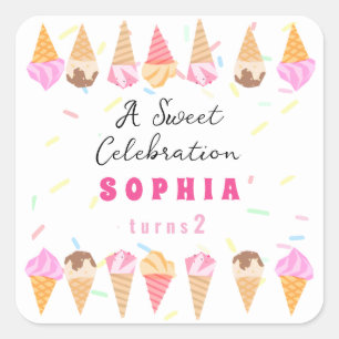Sweet Ice Cream Party  Square Sticker