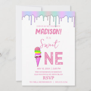 Sweet Ice cream rainbow colours, Invitation