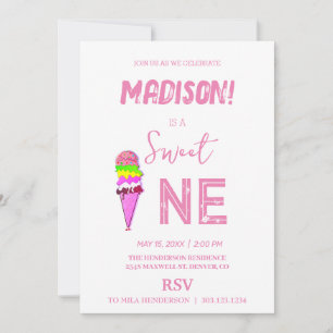 Sweet Ice cream rainbow colours, Invitation