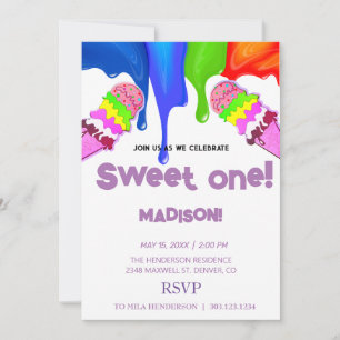 Sweet ICE CREAM rainbow colours, Invitation