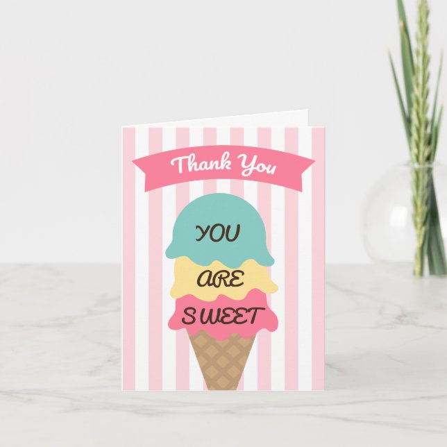 Sweet Ice Cream Social Thank You Card (Front)