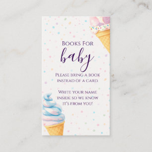Sweet Ice Cream Sprinkle Books for Baby Shower Enclosure Card