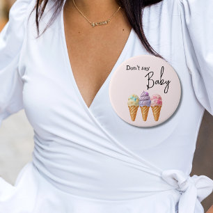 Sweet Ice Cream Summer Here Scoop Baby Shower 7.5 Cm Round Badge
