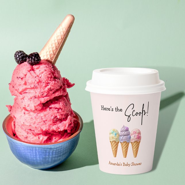 Sweet Ice Cream Summer Here Scoop Baby Shower Paper Cups (Creator Uploaded)