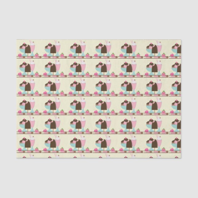 Sweet Ice Cream Treats Pattern Tissue Paper (Front)