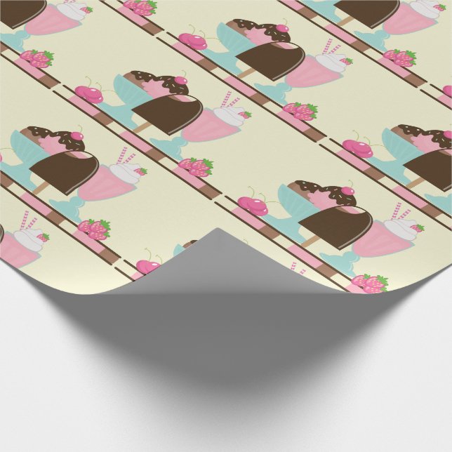 Sweet Ice Cream Treats Pattern Wrapping Paper (Corner)