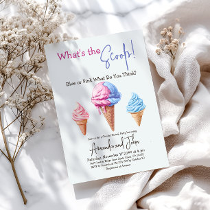 Sweet Ice Cream What The Scoop Gender Reveal Invitation