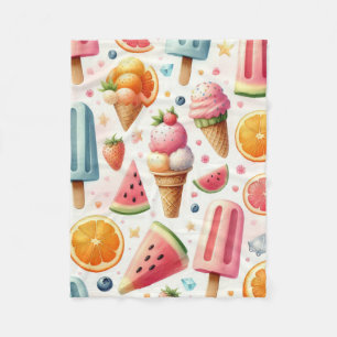 Sweet Ice Creams Pattern Fleece Blanket