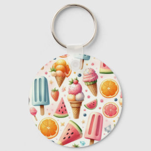 Sweet Ice Creams Pattern Key Ring