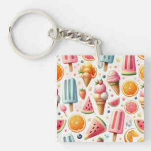 Sweet Ice Creams Pattern Key Ring