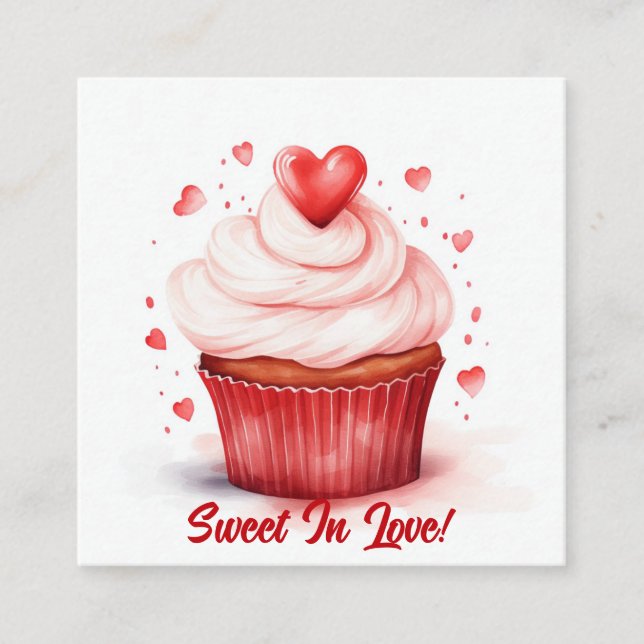 Sweet In Love Hearts Cupcake Valentine's Day Card (Front)