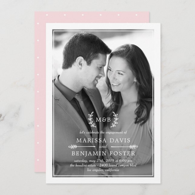 Sweet Initials EDITABLE COLOR Photo Invitation (Front/Back)