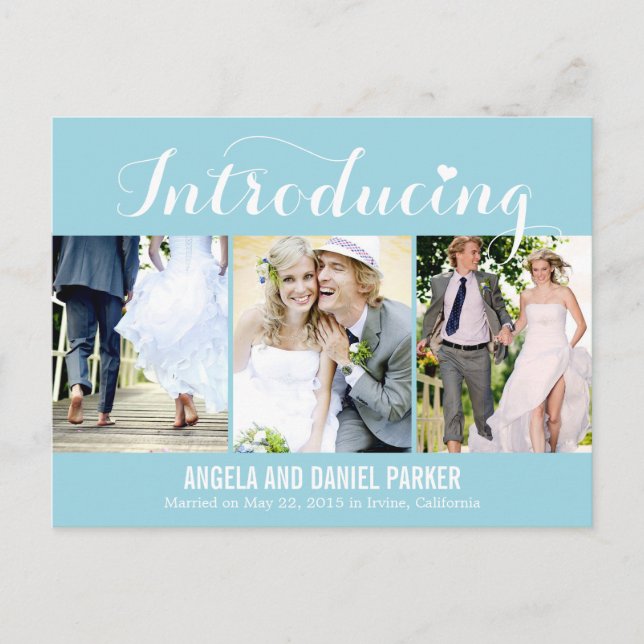 Sweet Introduction Wedding Announcement - Blue (Front)
