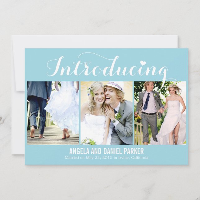 Sweet Introduction Wedding Announcement - Blue (Front)