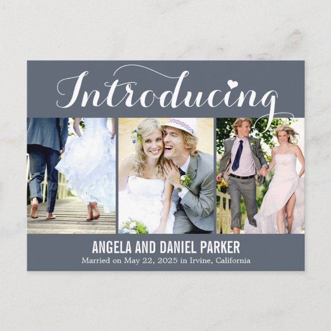 Sweet Introduction Wedding Announcement - Grey (Front)