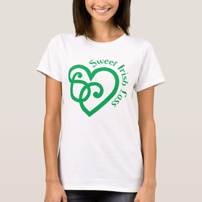 Sweet Irish Lass Celtic Heart Knot  Design T-Shirt (Front)