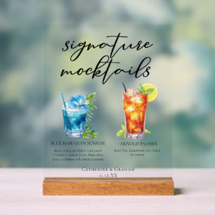 Sweet Island Mocktails Blue Hawaiian Arnold Palmer Acrylic Sign