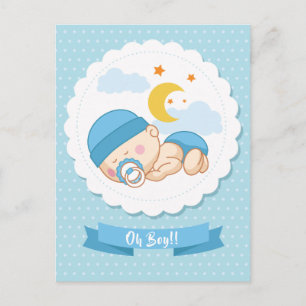 Sweet "It's A Boy" Baby Shower Postcard Invitation