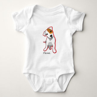 Sweet Jack Russell Puppie "Please" Baby Bodysuit