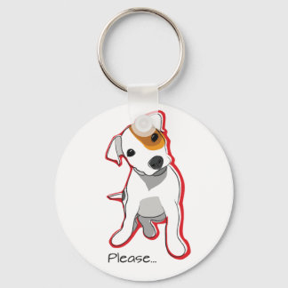 Sweet Jack Russell Puppy "Please" Keychain