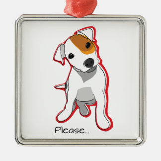 Sweet Jack Russell Puppy "Please" Ornament