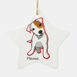 Sweet Jack Russell Puppy "Please" Ornament