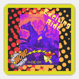 sweet Jamie exciting ride comic style Square Sticker