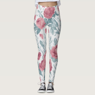 Sweet Jojo Designs Watercolor Floral Pink Flowers Leggings