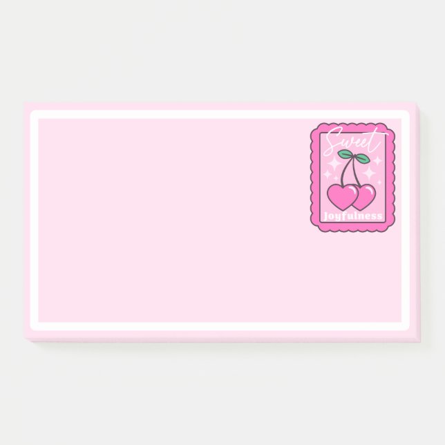 Sweet Joyfulness Cherry Hearts Stamp Post-it Notes (Front)