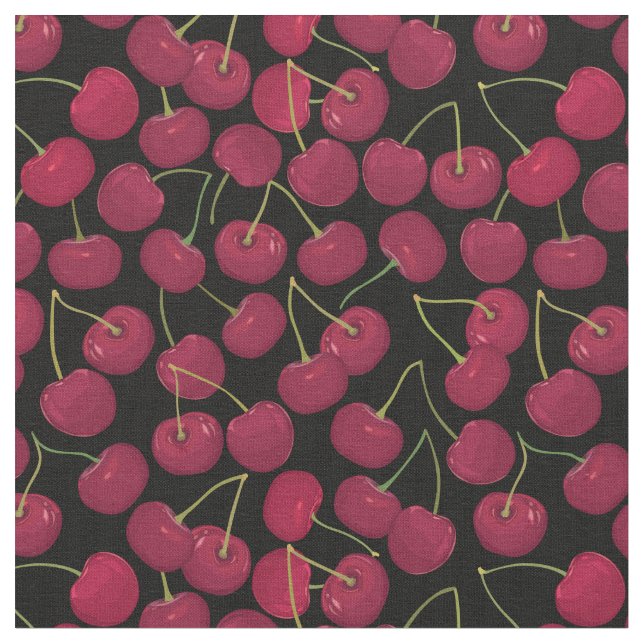 Sweet Juicy Cherries Pattern Fabric (Close Up)
