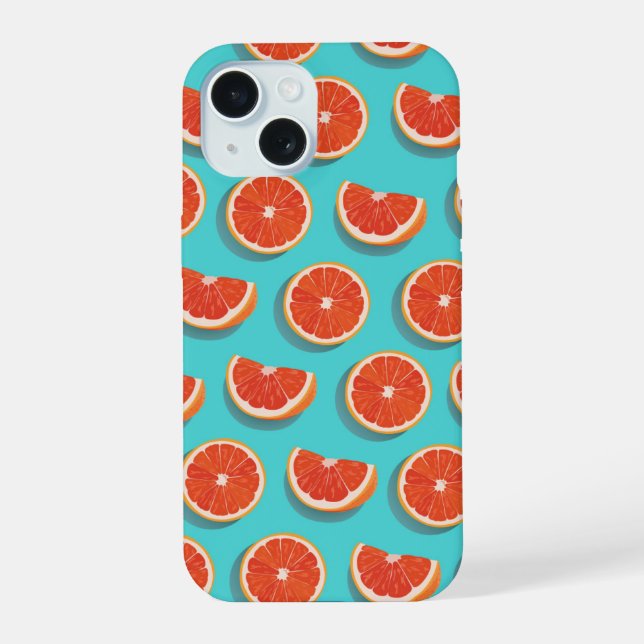 Sweet Juicy Orange Pattern iPhone 15 Case (Back)