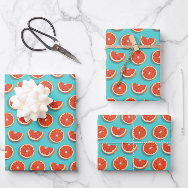 Sweet Juicy Orange Pattern Wrapping Paper Sheet (Front)